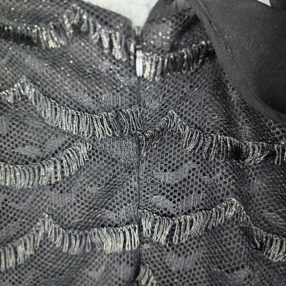 Greylin Camisole Women M Black Metallic Silver Sheer Tiered Sexy 20s Flapper - Picture 8 of 16